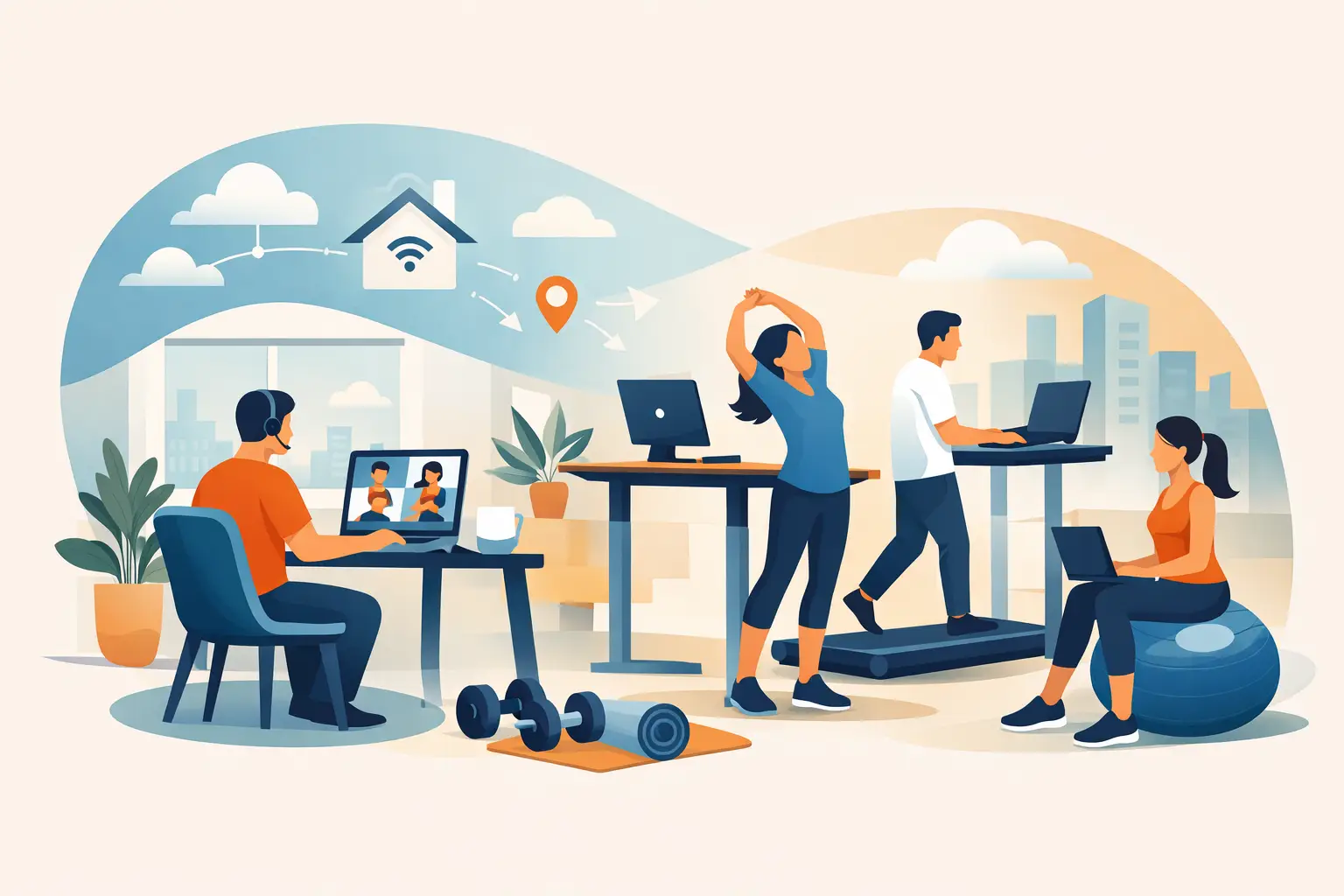 Hybrides Arbeiten und Bewegungstrends im Büro