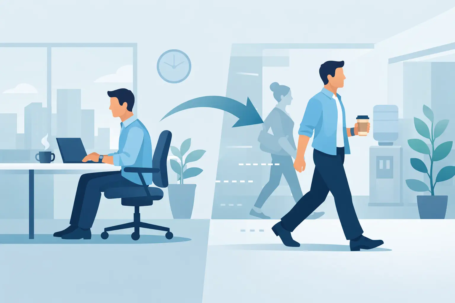 Sitzungszeit in Gehzeit umwandeln im Büro