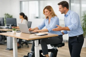 Deskbike Nutzung sicher anleiten im Büro